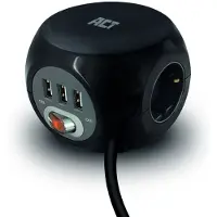 ACT Stekkerdoos met 3 USB-A-poorten 1,5m