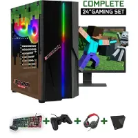 Screenon - Minecraft Edition Gaming Set - X10999 - V3 (GamePC.X10999 + 24 Inch Monitor + Toetsenbord + Muis + Controller) + WiFi & Bluetooth