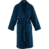 Tiseco Home Studio - Badjas DELUX - 100% katoen - 370 g/m² - badstof - unisex- riem en zakken - S/M - Donkerblauw