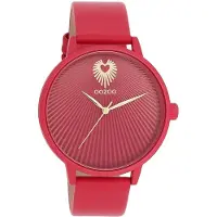 Oozoo Timepieces - Viva magenta horloge met viva magenta leren band - C11247