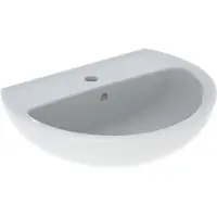 Geberit Wastafel bastia 55x42 cm rond met kraangat met overloop glans wit