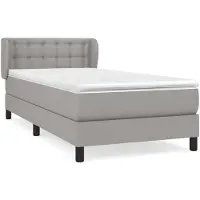 vidaXL Boxspring met matras stof lichtgrijs 90x200 cm