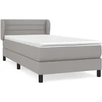 vidaXL Boxspringbed met matras, lichtgrijs, 90x190 cm, gestoffeerd