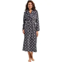 Pastunette - Dames Badjas Fleece - Grey Dots - S - Grijs