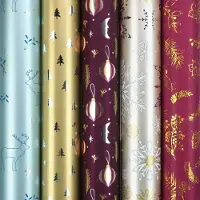Benza ICELAND Metallic assortiment kerstcadeaupapier inpakpapier - 150 x 70 cm - 5 rollen