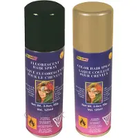 Goodmark Haarverf/haarspray - 2x - goud/zwart - spuitbus - 125 ml - Carnaval/halloween