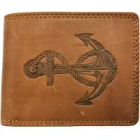 HillBurry Leren Portemonnee met Reliëf Anker - Mooi Soepel Kwaliteitsleder -(lxhxd) ca. 12,5cm x 10cm x 2,5cm