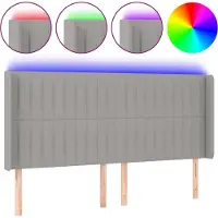 vidaXL Hoofdbord LED 183x16x118/128 cm stof lichtgrijs