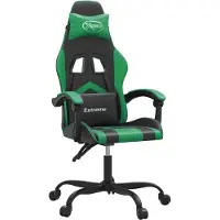 vidaXL Gamestoel draaibaar kunstleer zwart en groen