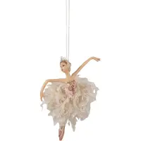 Clayre & Eef Kersthanger Ballerina 15 cm Roze Beige Polyresin Kerstboomversiering Roze Kerstboomversiering