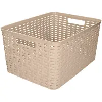 Forte Plastics Plasticforte Opbergmand - Kastmand - rotan kunststof - taupe - 18 Liter - 29 x 39 x 20 cm - Opbergmanden