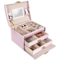 Iso Trade Beautylushh juwelen opbergdoos / sieradendoos roze 17.5 x 13.8 x 13.5 cm