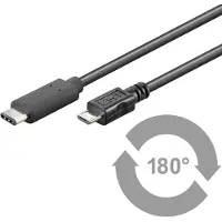 Microconnect USB3.1CAMIB1, 1 meter, USB-C, Micro-USB B, USB 2.0, zwart