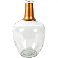 Countryfield Bloemenvaas Firm Big Bottle - helder transparant/koper - glas - D18 x H30 cm - Vazen