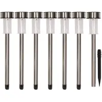 Pro Garden Set van 14x stuks solar tuinlampen/prikspots op zonne-energie 36 cm Rvs - Prikspotjes