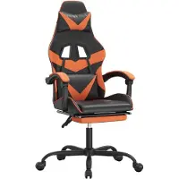 vidaXL Gamestoel draaibaar met voetensteun kunstleer zwart en oranje