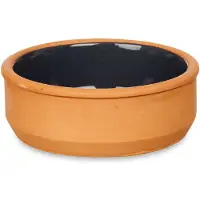 Merkloos Set 6x tapas/creme brulee serveer schaaltjes terracotta/zwart 12x4 cm - Snack en tapasschalen