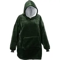 Unique living - Oversized Hoodie 70x50x87cm Dark green - Donker groen - Plaid met mouwen