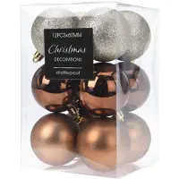 B2X Christmas Decoration Kerstballen - 12x st - kunststof herfstkleur - 6cm - Kerstbal