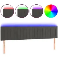 vidaXL Hoofdbord LED 200x5x78/88 cm fluweel donkergrijs