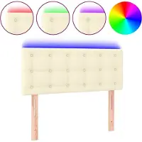 vidaXL Hoofdbord LED 90x5x78/88 cm kunstleer crèmekleurig