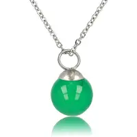 My Bendel - Zilverkleurige Ketting met Ronde Green Agate Edelsteen - met Luxe Cadeauverpakking | Sieraden Voor Dames
