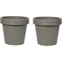 Mega Collections Plantenpot/bloempot - 2x - kunststof - taupe/bruin - buiten - D50 x H44 cm