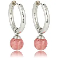 My Bendel - Zilverkleurige Oorbel Rhodonite Edelstenen Balletje - Rhodonite Zilverkleurige Oorringen: Elegantie In Balans - met Luxe Cadeauverpakking | Sieraden Voor Dames