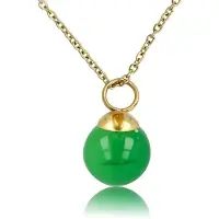 My Bendel - Goudkleurige Ketting met Ronde Green Agate Edelsteen - met Luxe Cadeauverpakking | Sieraden Voor Dames