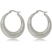 My Bendel - Stralende Zilverkleurige Statement Oorring 45x7 Mm - met Luxe Cadeauverpakking | Sieraden Voor Dames