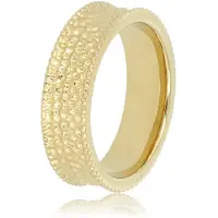 My Bendel - Brede Goudkleurige Ring met Structuur - Brede Goudkleurige Ring - Uniek Ontwerp - Tijdloze Elegantie - met Luxe Cadeauverpakking | Sieraden Voor Dames | Maat 17.00 Mm / Maat 53