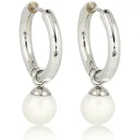 My Bendel - Zilverkleurige Oorbel Witte Parel Balletje - Elegante Zilverkleurige Oorringen met Parelglans - met Luxe Cadeauverpakking | Sieraden Voor Dames