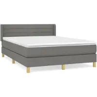 DKD Home Decor Boxspring met matras stof donkergrijs 140x190 cm