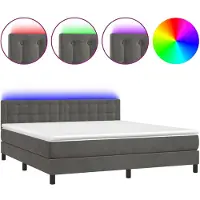 vidaXL Boxspringbed met matras en LED-verlichting, donkergrijs, 160x200 cm, fluweel