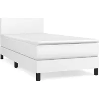 vidaXL Boxspring met matras kunstleer wit 100x200 cm