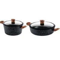 WESTINGHOUSE Pannenset Marble Wood (Braadpan + Hapjespan) ø 28 cm - Inductie en alle andere warmtebronnen