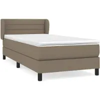 vidaXL Boxspring met matras stof taupe 100x200 cm