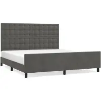 vidaXL Bedframe met hoofdeinde fluweel donkergrijs 180x200 cm