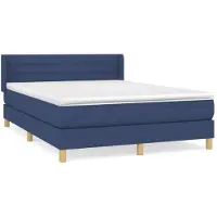 vidaXL Boxspring met matras stof blauw 140x190 cm