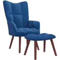 vidaXL Relaxstoel met voetenbank fluweel blauw