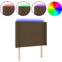 vidaXL Hoofdbord LED 103x16x118/128 cm stof donkerbruin