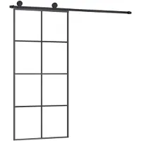 vidaXL Schuifdeur met beslag 90x205 cm ESG-glas en aluminium