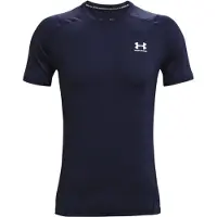 Under Armour UA HG Armour Fitted SS-BLU Heren Sportshirt - Midnight Navy - Wit