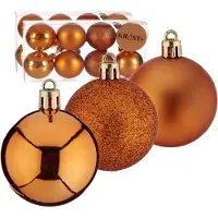 Krist+ Kerstballen - 24x ST - oranje - kunststof - 5 cm - glitter - mat - glans