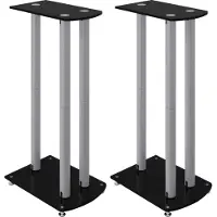 vidaXL Luidsprekerstandaards 2 st 3 pijlers gehard glas zwart zilver