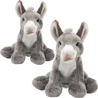 Suki Gifts Pluche knuffeldieren set 2x Ezels - grijs - 13 en 33 cm - boerderij familie knuffels