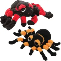 Suki Gifts Pluche knuffel spinnen 2x stuks - tarantulas - 22 cm - speelgoed