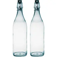 Bormioli Rocco beugelfles/weckfles - 4x - transparant - glas - 1 liter - Waterflessen/Karaffen