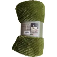 Unique living Plaid Tom - Pesto groen -Zachte deken-130 x 160 cm
