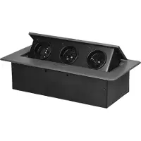 ORNO Stekkerdoos met 3 stopcontacten - Pop up stekkerblok zonder kabel - Inbouw Verdeelstekker met RVS afwerking - Verdeeldoos 230 Volt - voor max. 3680 Watt - Penaarde - Antraciet
